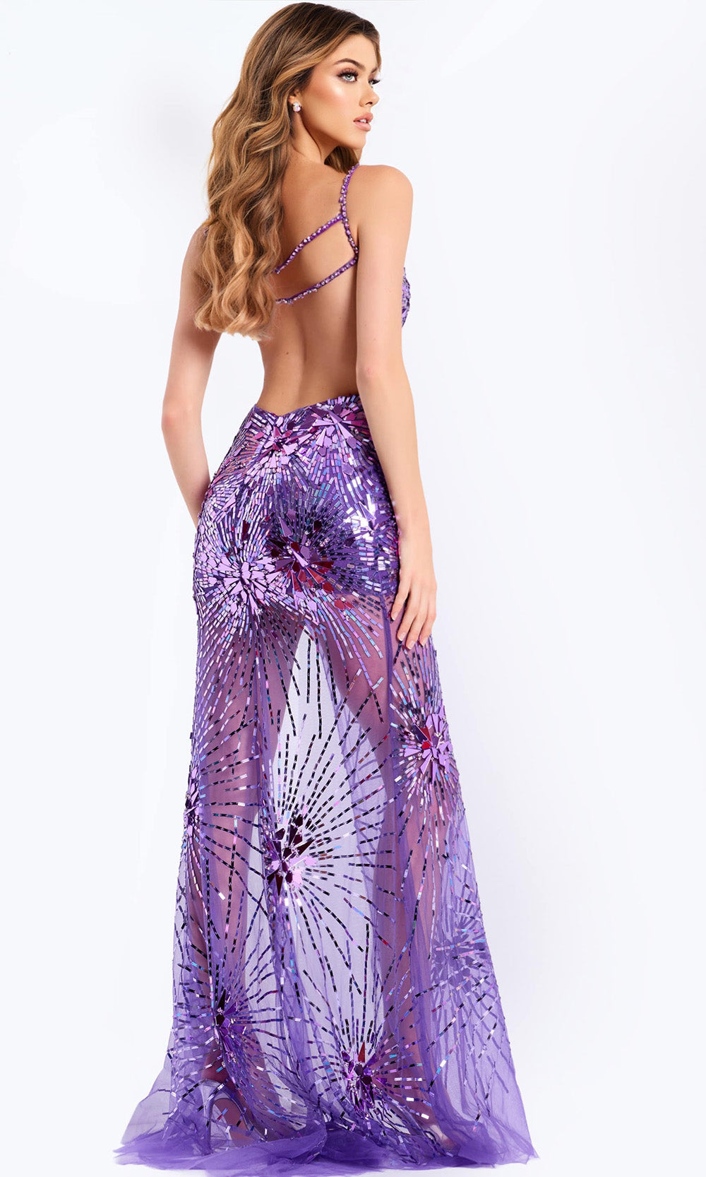 Jovani 48502 - High Slit Sparkling Mesh Gown Prom Dresses