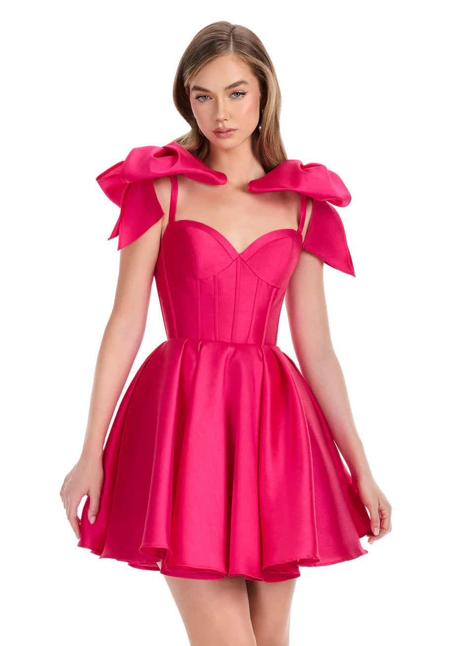 Ashley Lauren 4855 - Pleated A-line Sweetheart Mini Dress