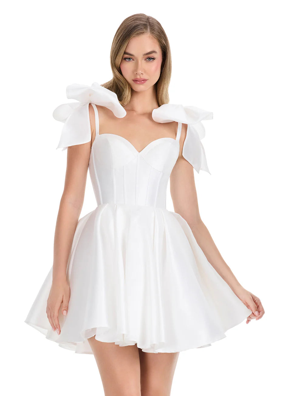 Ashley Lauren 4855 - Pleated A-line Sweetheart Mini Dress