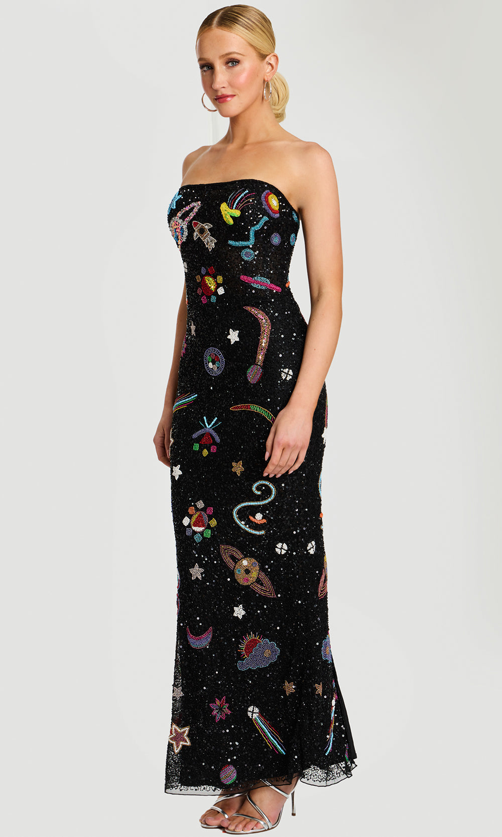 Jovani 48571 - Multicolor Beaded Strapless Long Gown Formal Gowns  in Black Multi