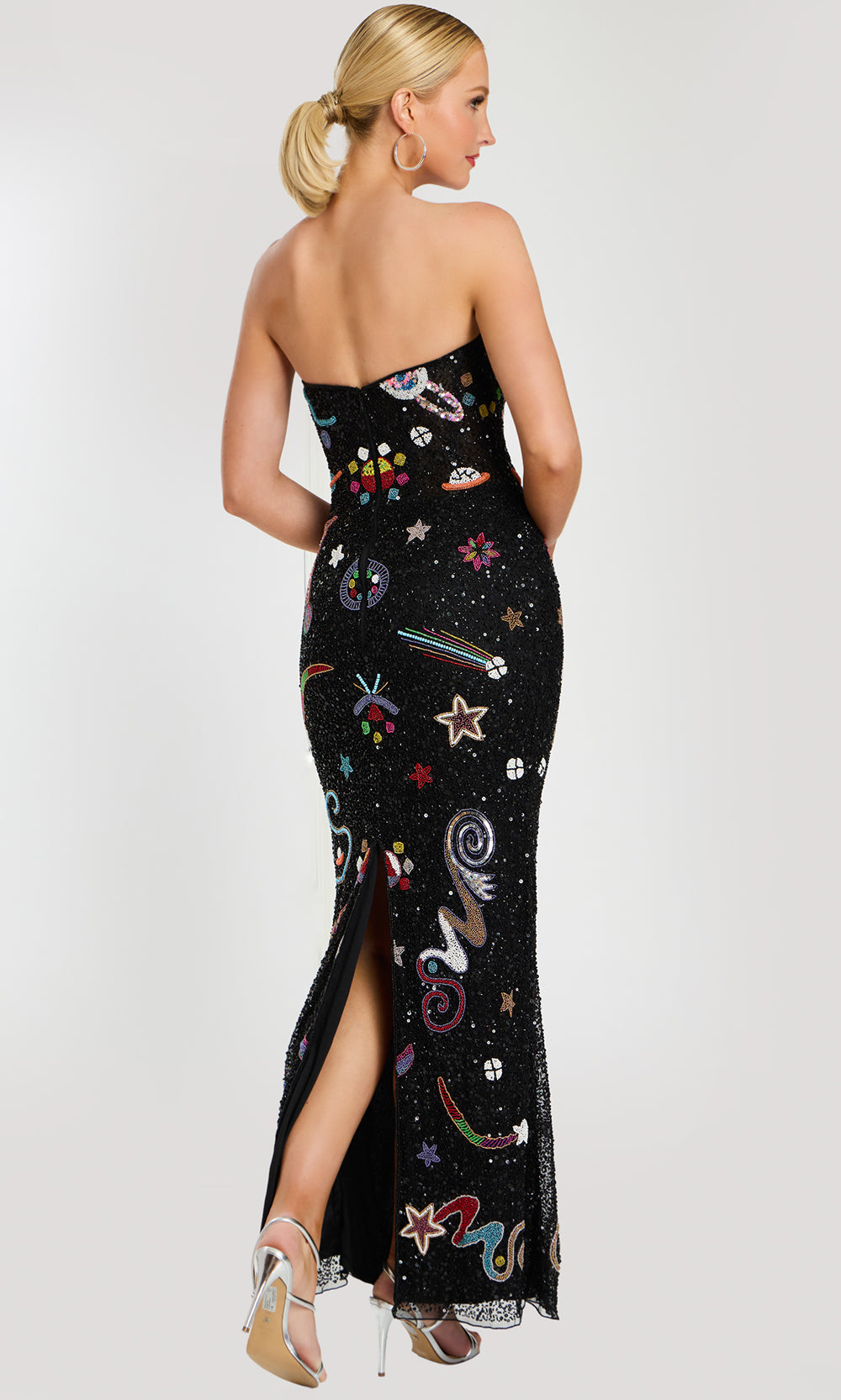 Jovani 48571 - Multicolor Beaded Strapless Long Gown Formal Gowns  in Black Multi
