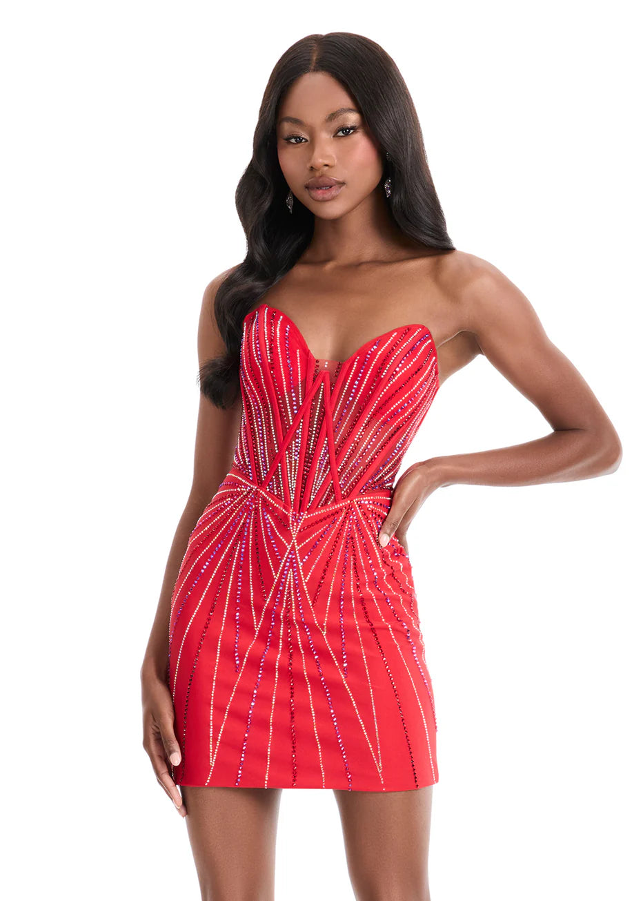 Ashley Lauren 4859 - Sweetheart Neckline Beaded Jersey Dress