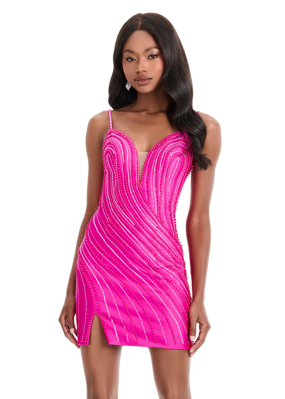 Ashley Lauren 4860 - Spaghetti Strap Open Back Fitted Dress