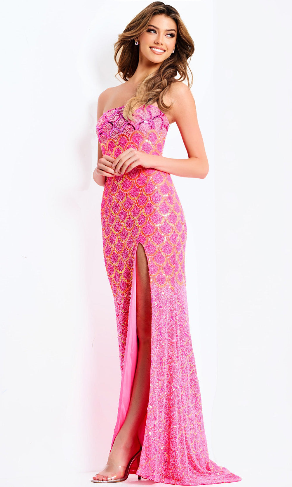Jovani 48620 - High Slit Sparkling Strapless Dress Prom Dresses