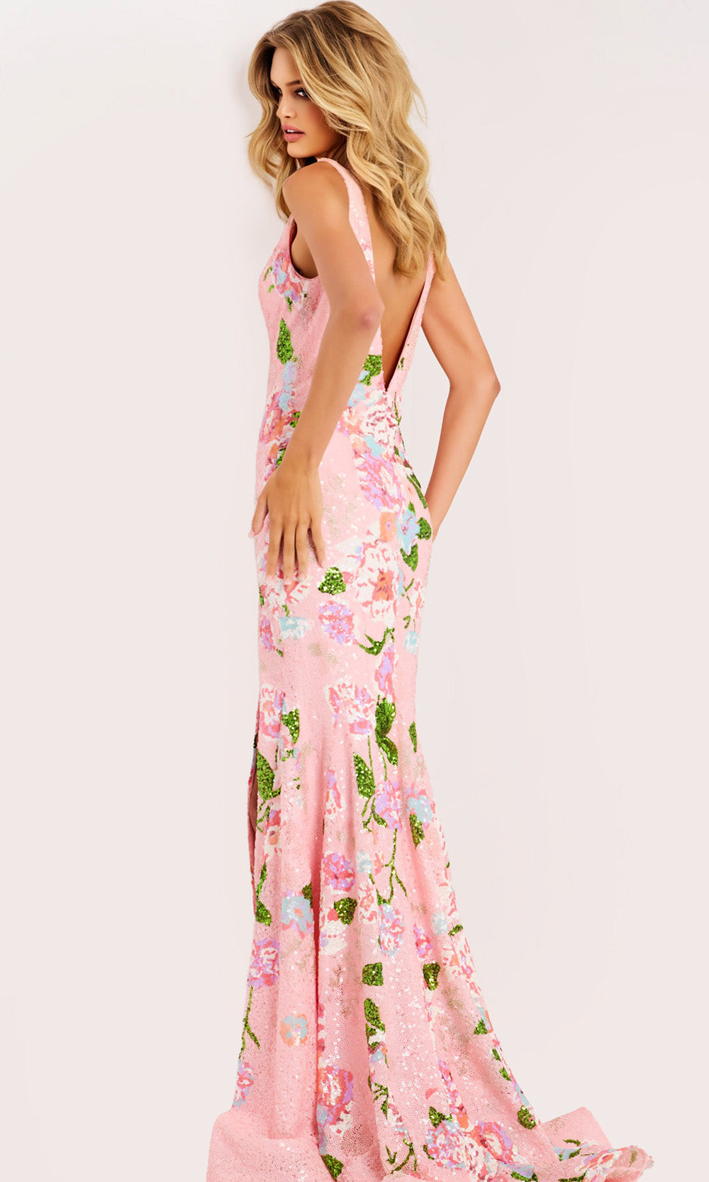 Jovani 48636 - Sequin Embroidered Mesh Sleeveless Dress