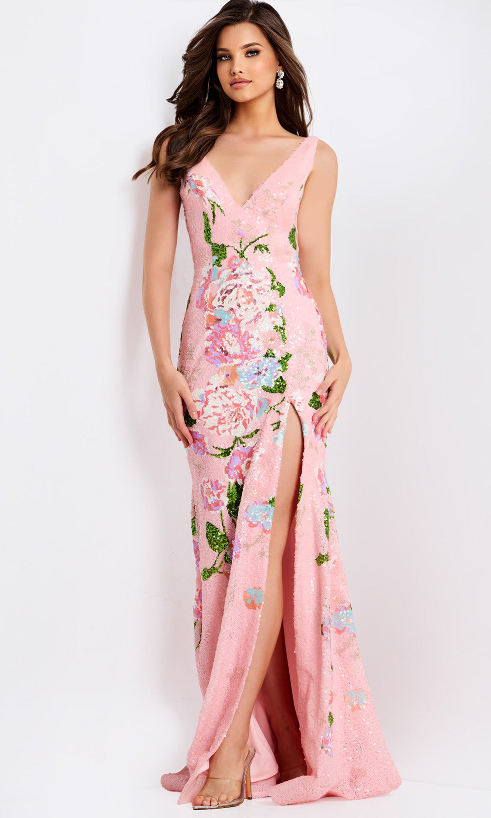 Jovani 48636 - Sequin Embroidered Mesh Sleeveless Dress Prom Dresses