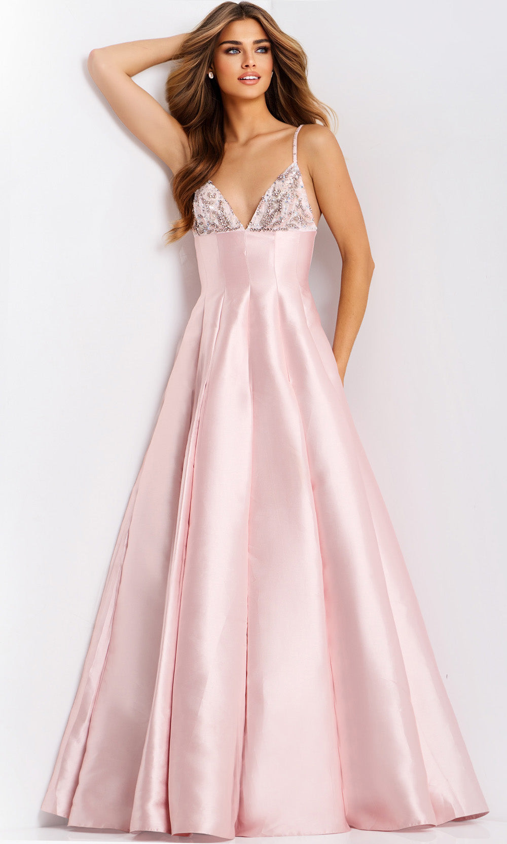 Jovani 48732 - Pleated Skirt Embellished Sleeveless Gown Prom Dresses
