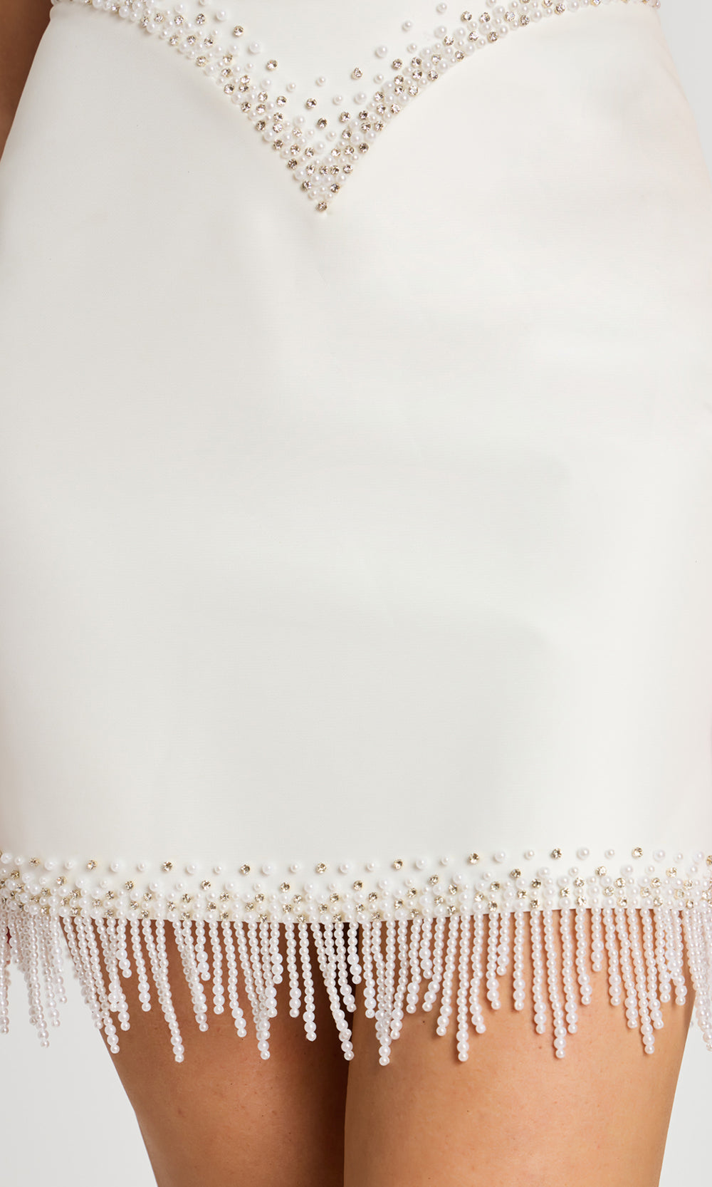 Jovani 48787 - Fringed Hem Fitted Sheath Dress Prom Dresses  in Off White
