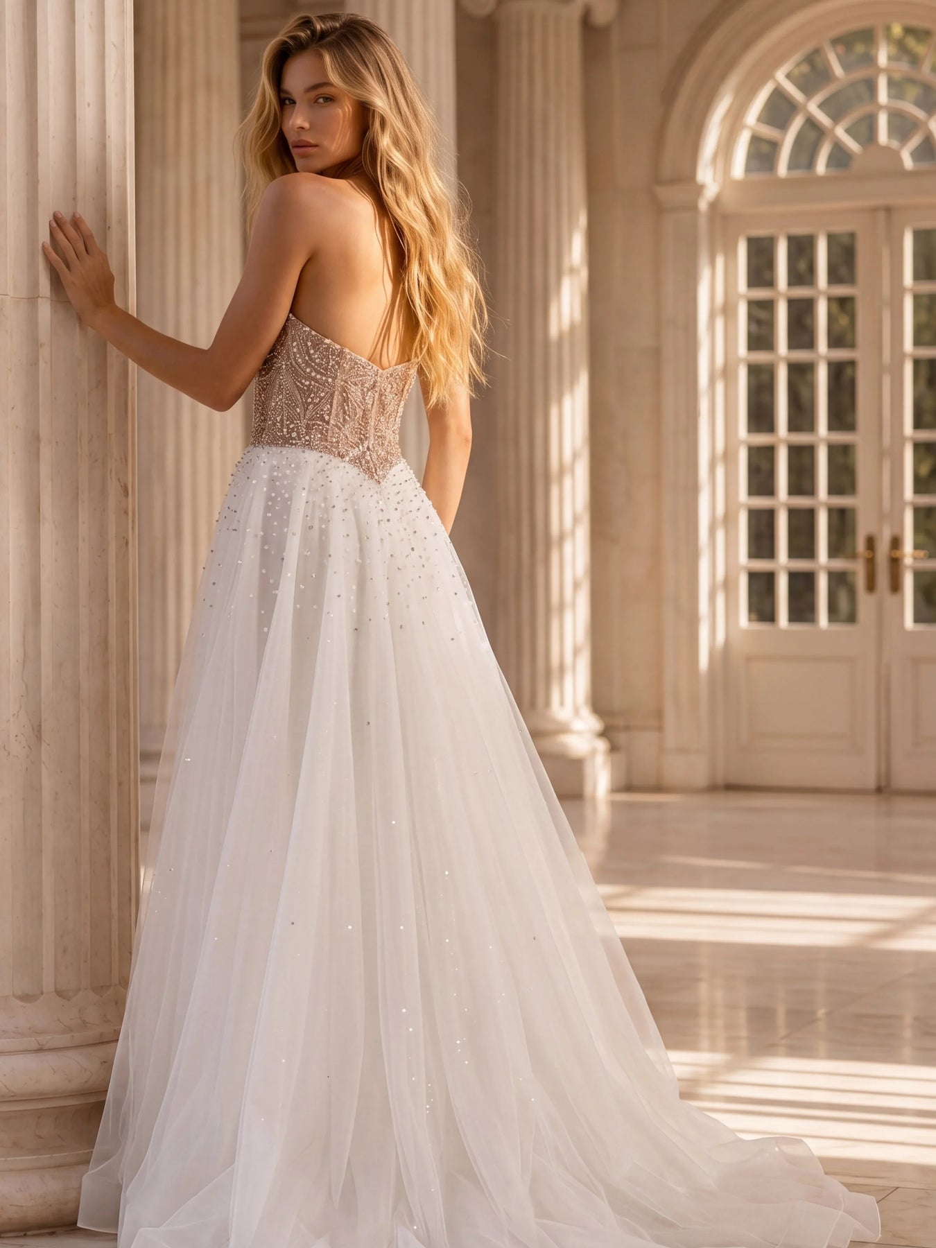 Jovani 48906 - Heavily Beaded Basque Waist A-Line Gown