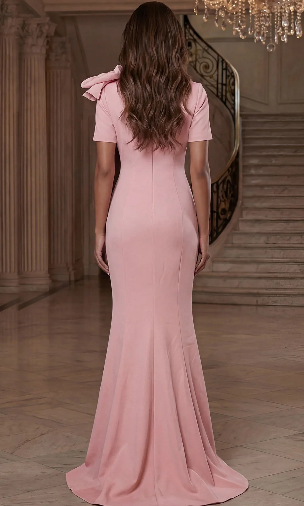 Jovani 48945 - Short Sleeve Fitted Evening Gown Evening Dresses  in Pink  