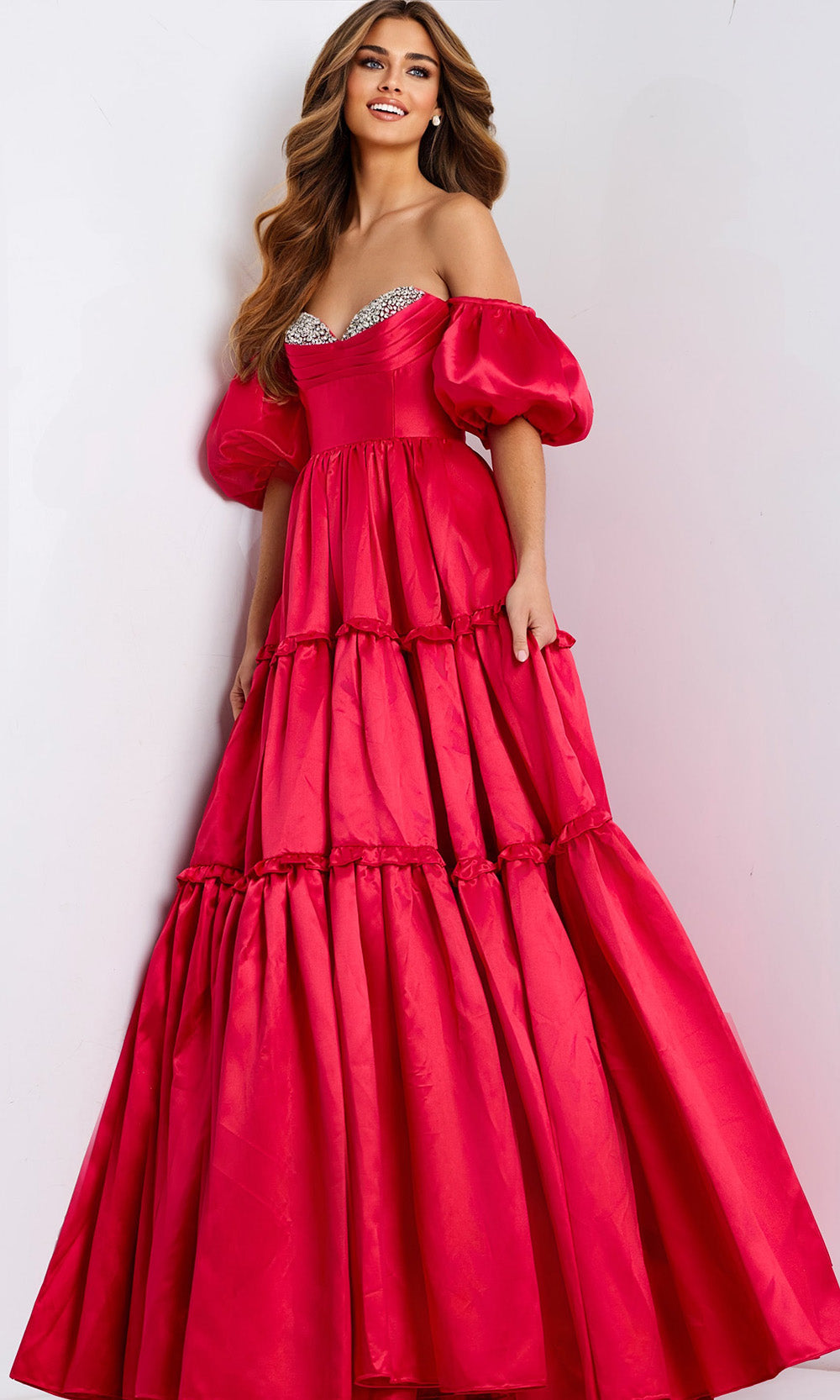 Jovani 49055 - Sweetheart Jeweled Satin Ballgown Prom Dresses