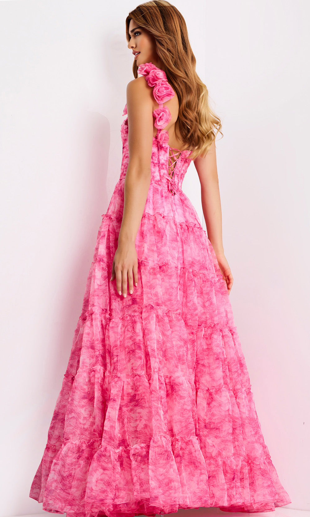 Jovani 49074 - Plunging Sweetheart Tiered Printed Gown Ball Gowns