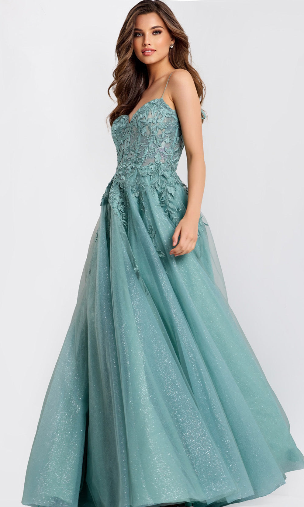 Jovani 49092 - Lace Applique Sweetheart Tulle Gown