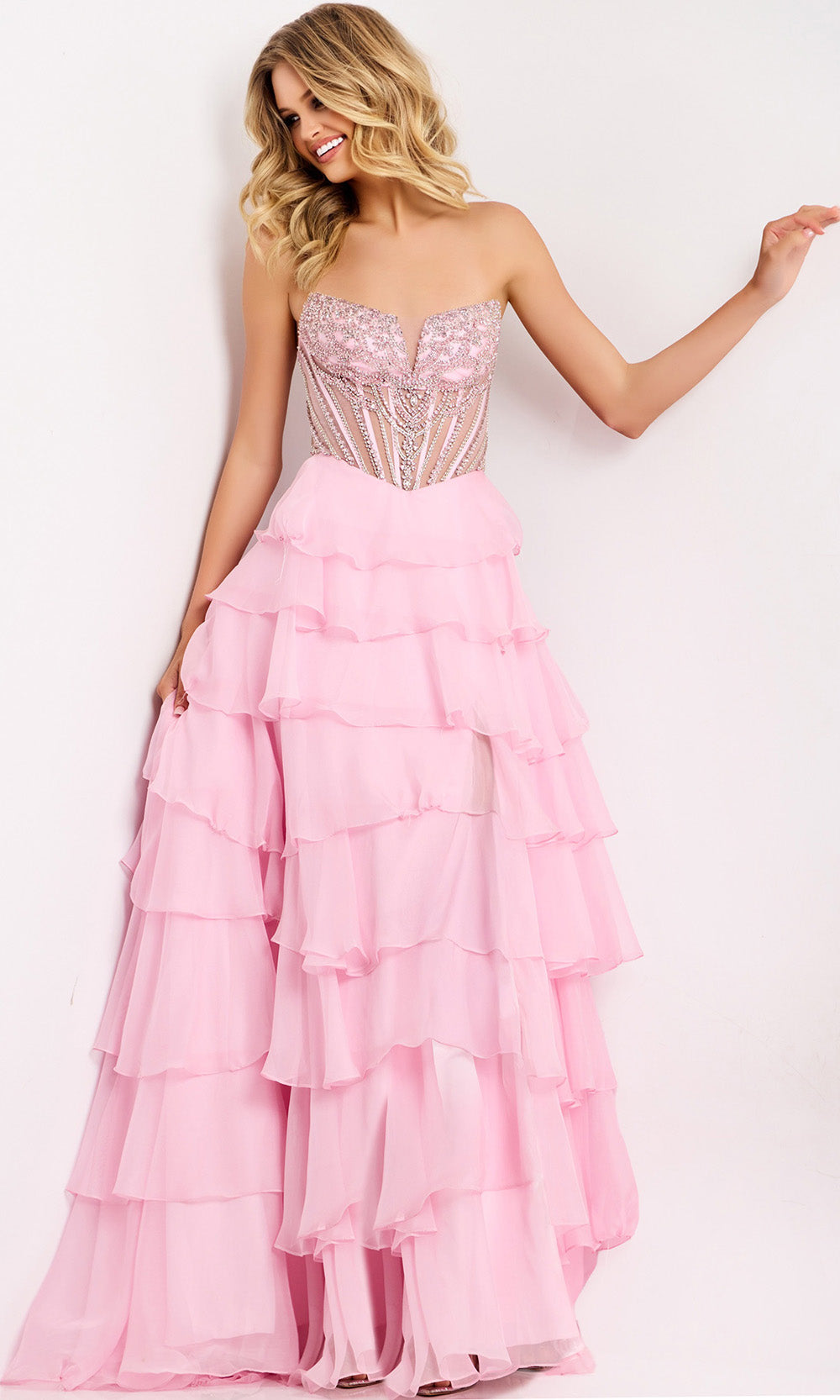 Jovani 49109 - Beaded Top Flowy Tiered Dress Prom Dresses
