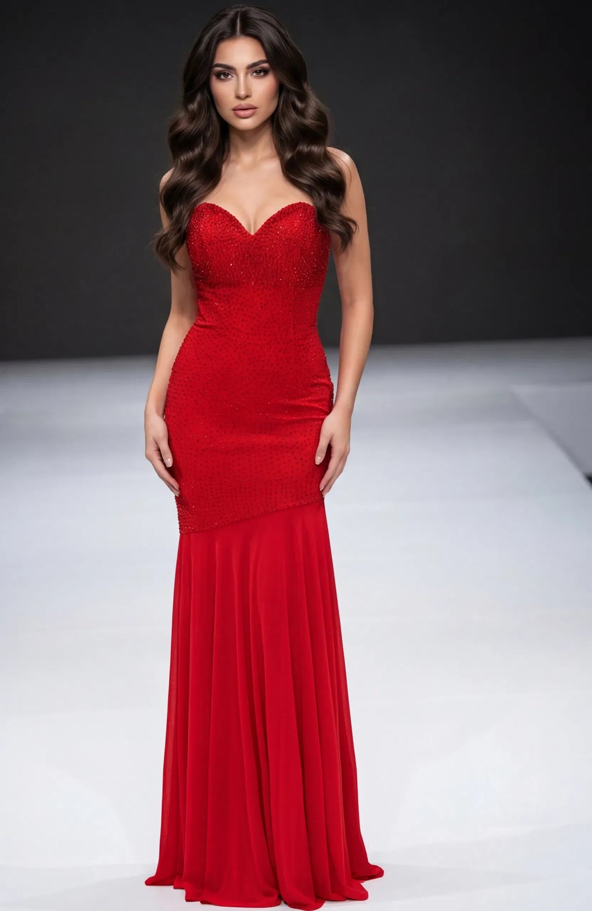 Jovani 49147 - Sheer Skirt Beaded Evening Dress