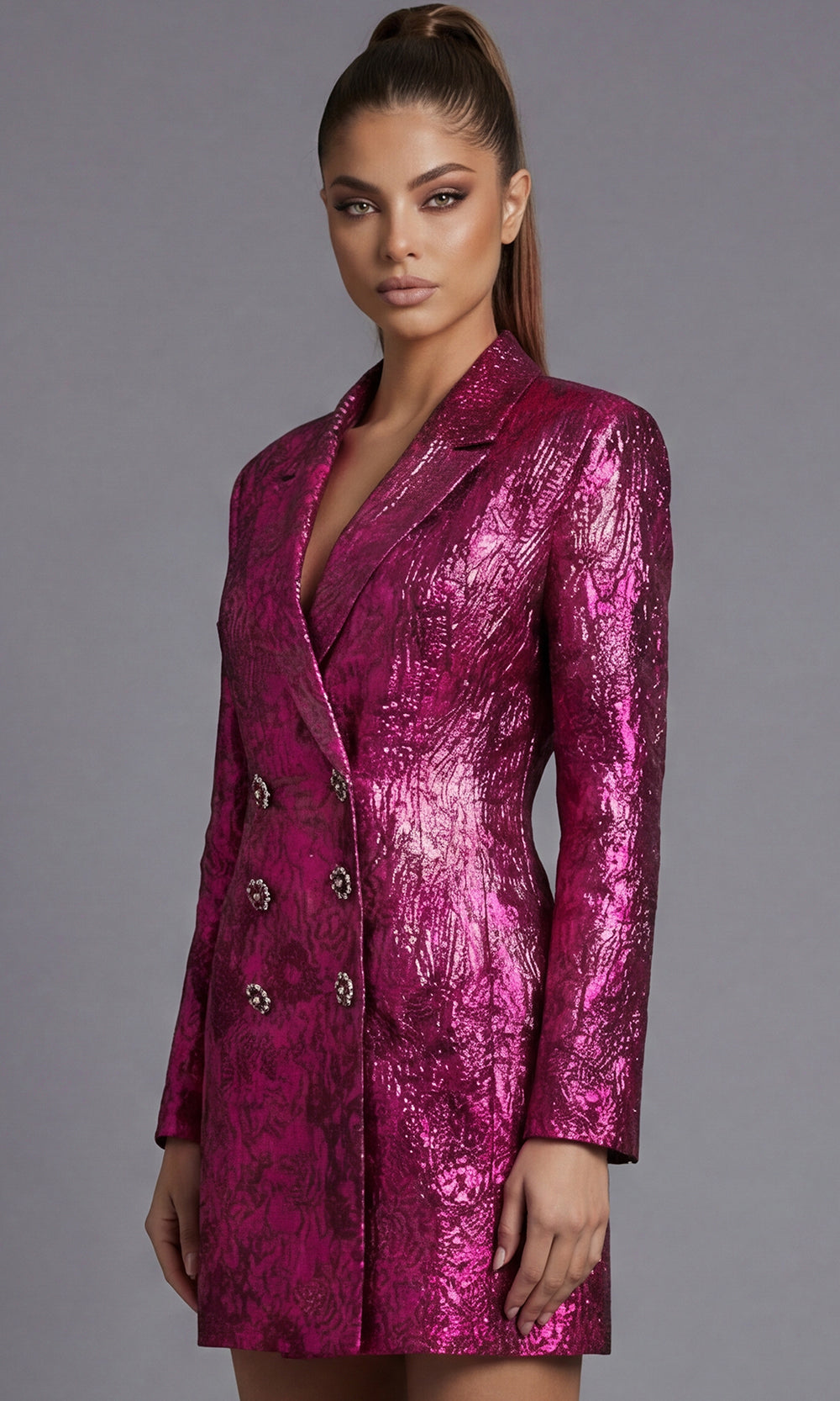 Jovani 49166 - Tailored Long Sleeve Mini Blazer Dress Party Dresses  in Multi  