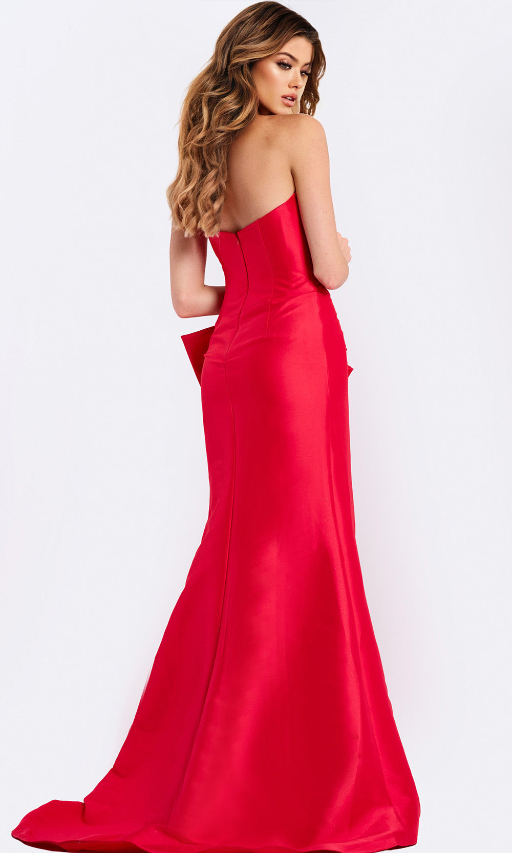 Jovani 49195 - Straight Neckline Prom Gown with Bow Prom Dresses