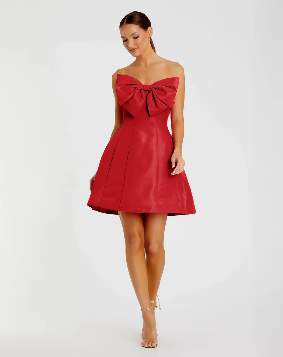 Black Strapless Oversized Bow Fit & Flare Mini Dress