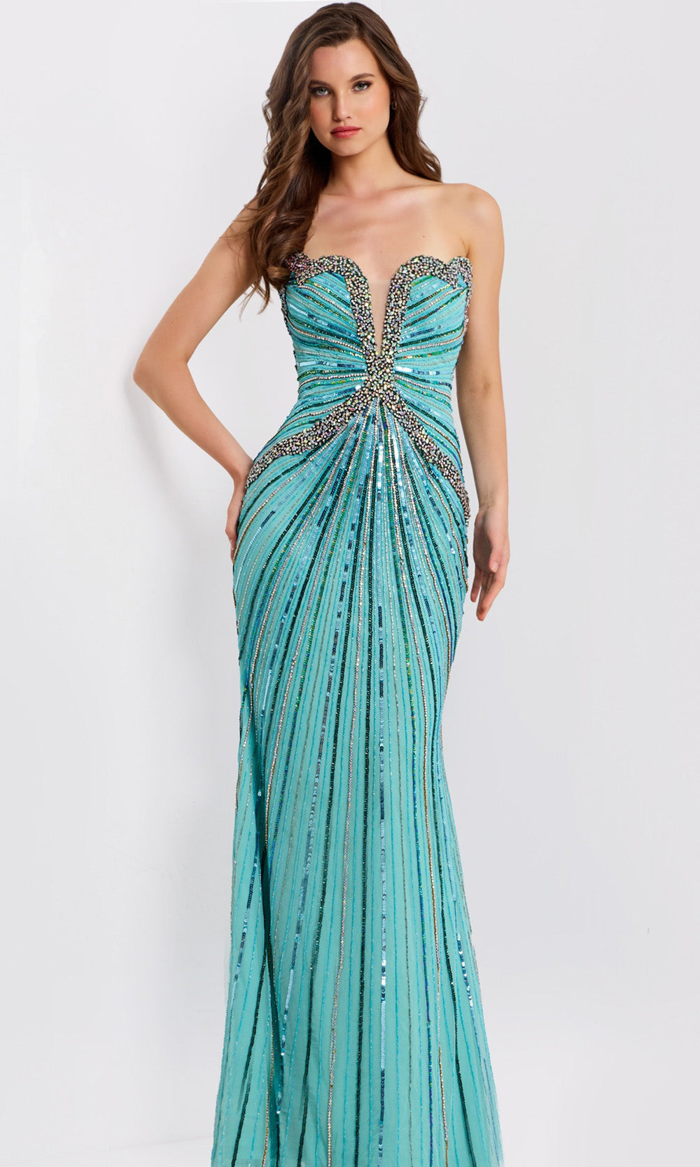 Jovani 49224 - Beaded Strapless Fitted Gown