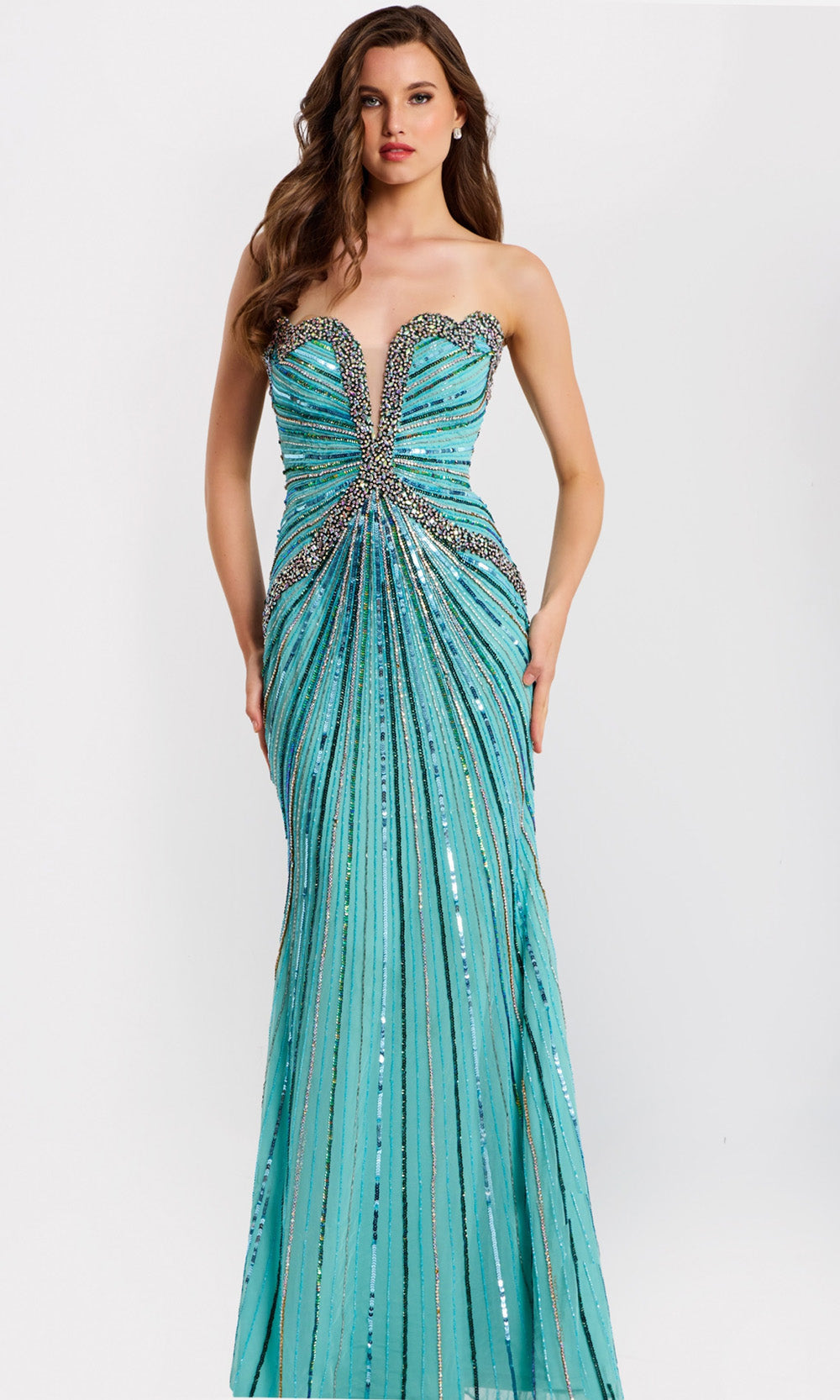 Jovani 49224 - Beaded Strapless Fitted Gown