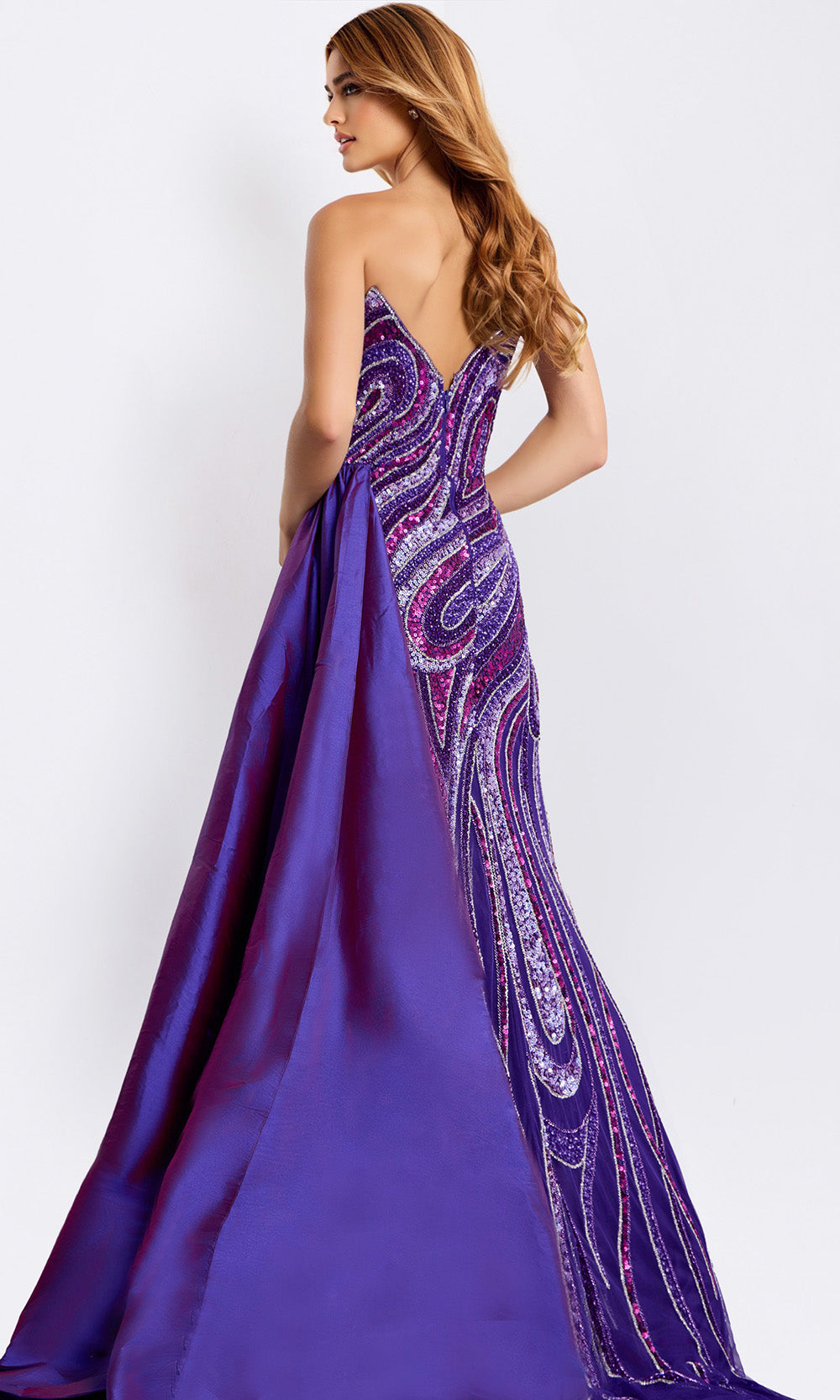 Jovani 49226 - Swirl Sequin High Slit Sheath Gown