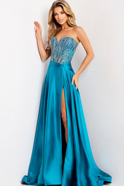 Jovani 43729 - Sweetheart Embellished A-Line Gown Prom Dresses in In Blue