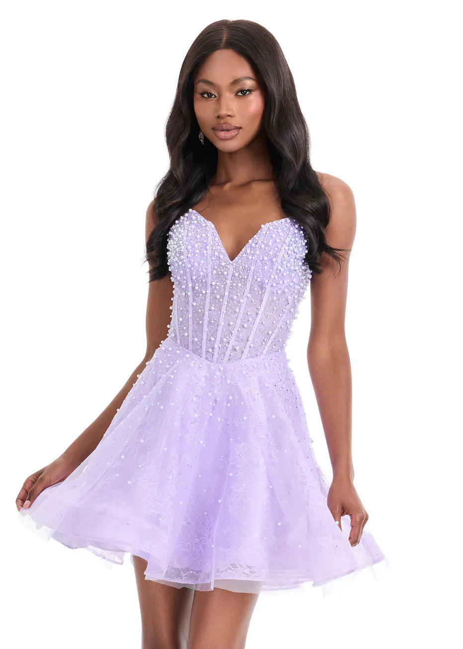 Ashley Lauren 4924 - Short A-line Sweetheart Dress with Beads