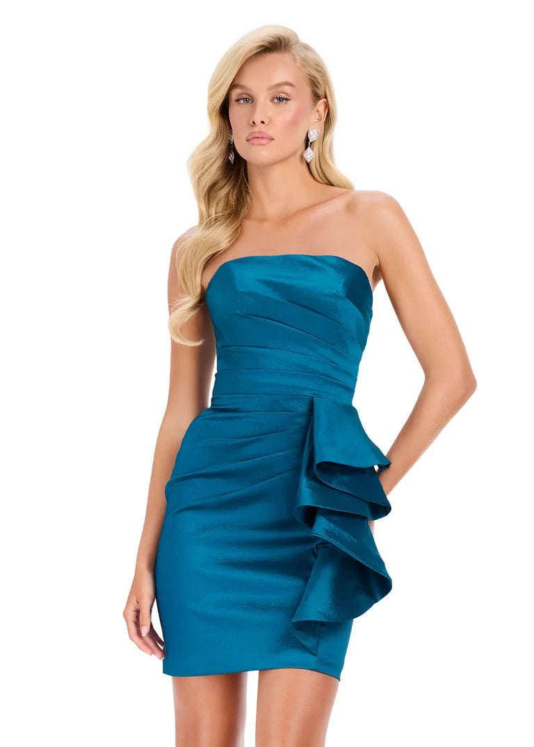 Ashley Lauren 4933 - Strapless Mini Dress with Ruched Detail