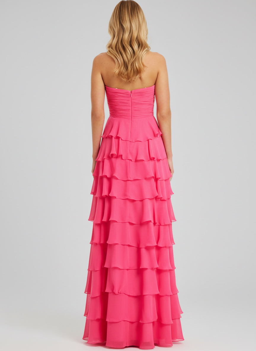 Jovani 47898 - Cutout Tiered Skirt Strapless Dress Prom Dresses in In Pink
