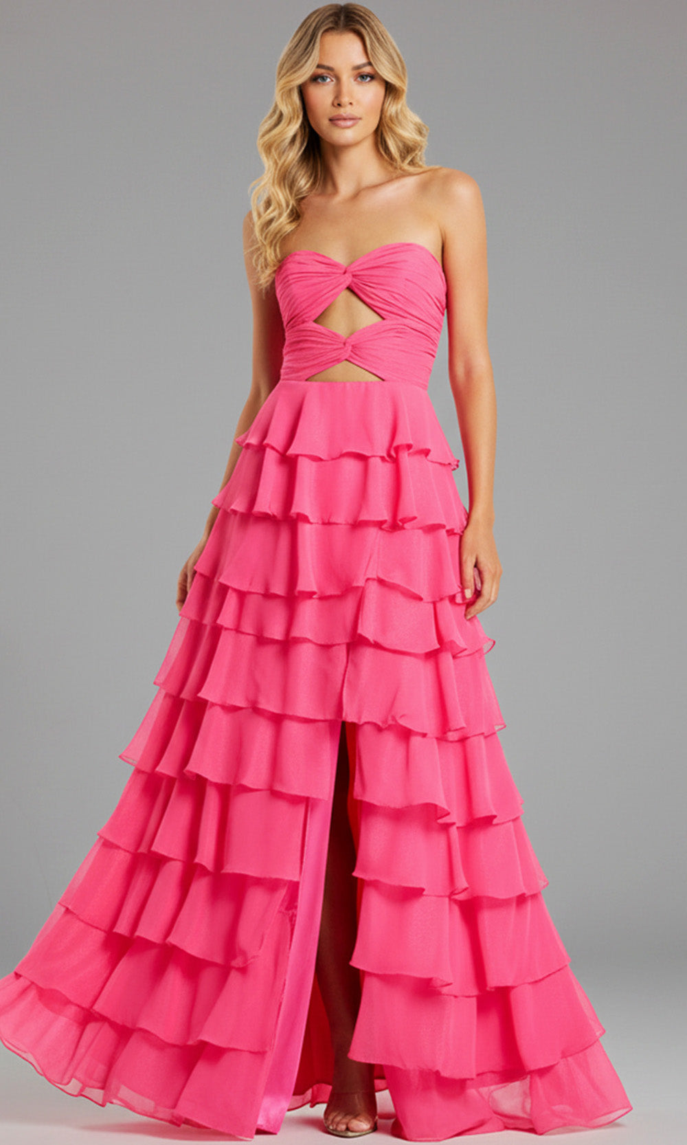 Jovani 47898 - Cutout Tiered Skirt Strapless Dress