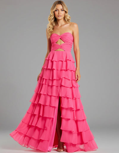 Jovani 47898 - Cutout Tiered Skirt Strapless Dress Prom Dresses in In Pink