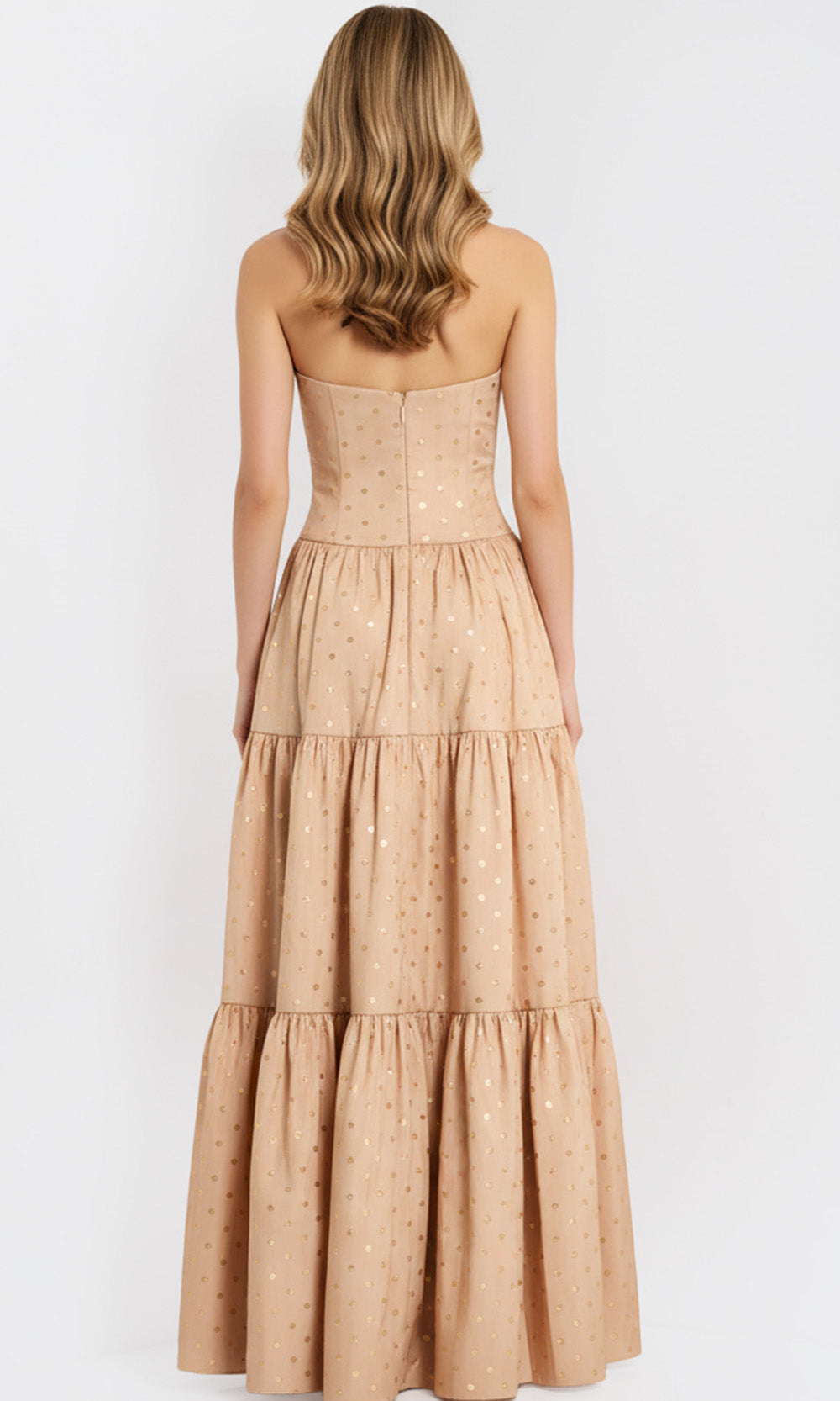 Jovani 49341 - Tiered A-Line Dress with Polka Dot Detail