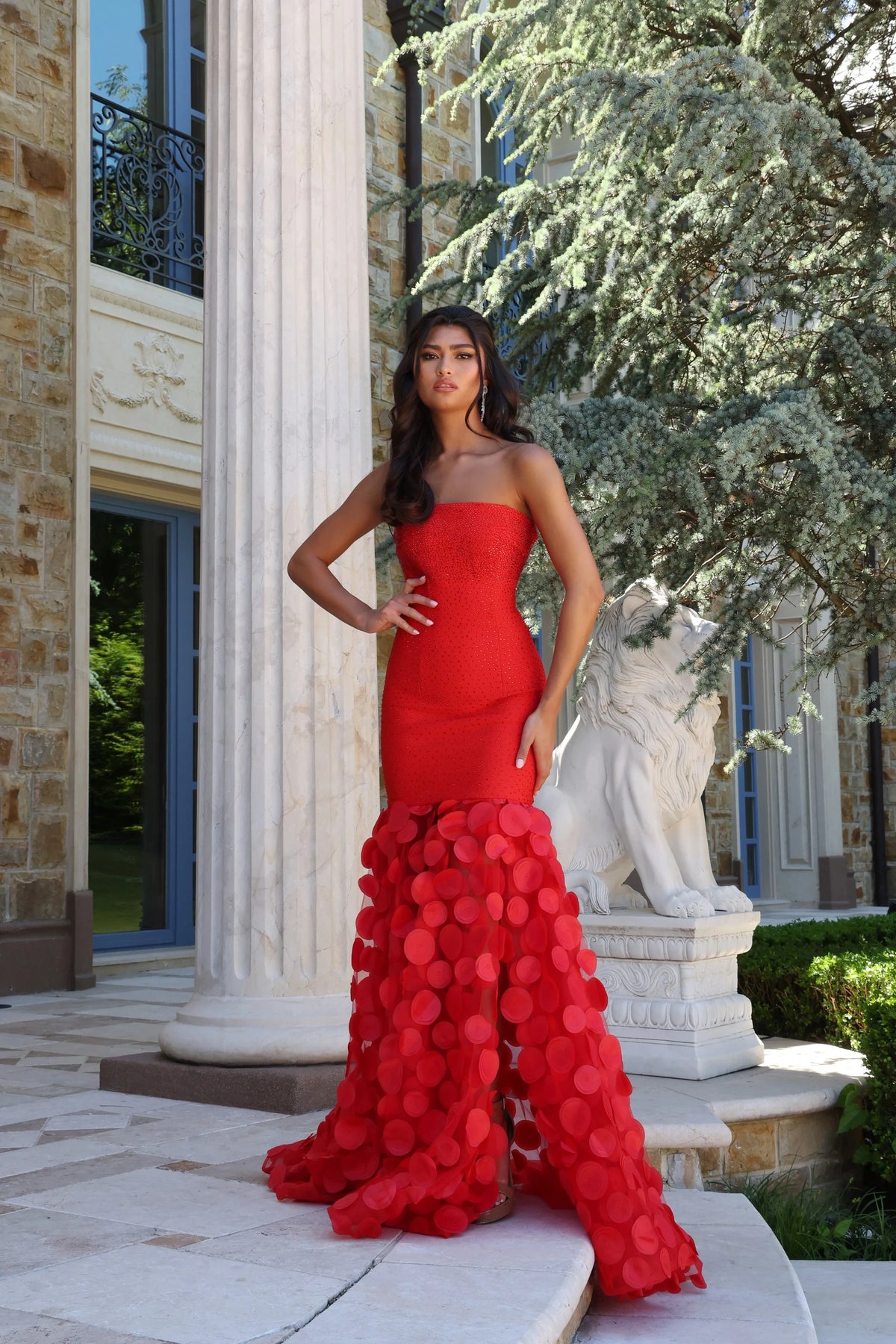 Jovani 49344 - Circular Applique Mermaid Prom Gown