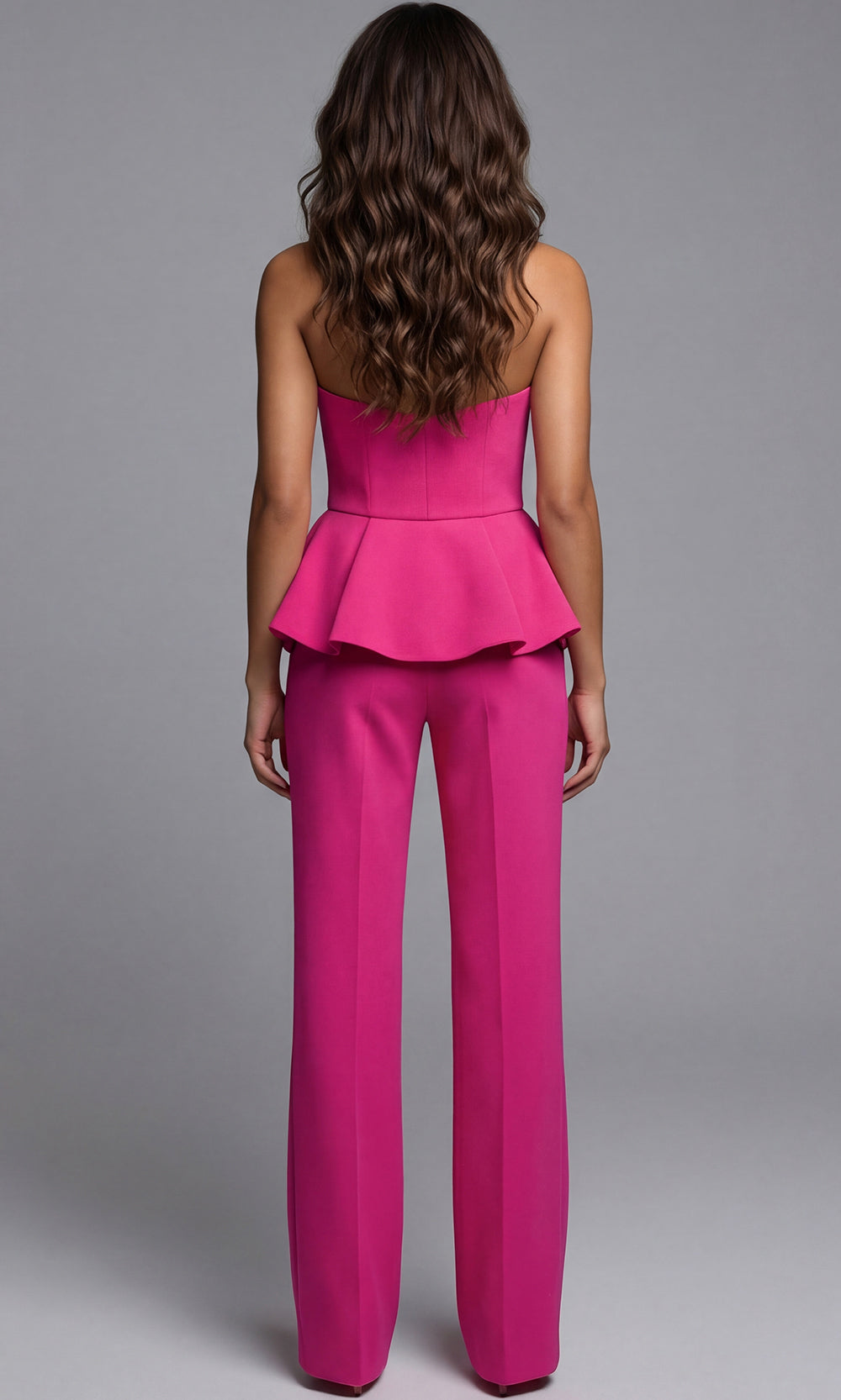Jovani 49346 - Tailored Halter Straight Leg Pantsuit Formal Pantsuits  in Fuchsia  