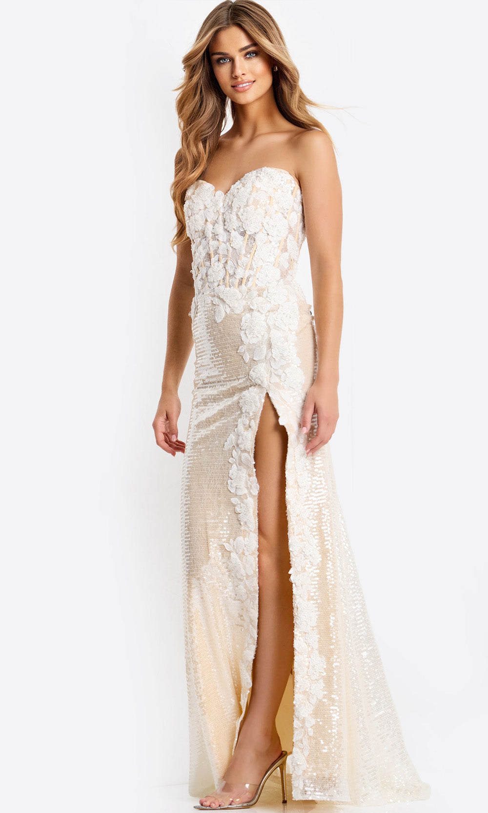 Jovani 49362 - Floral Embellished Long Sweetheart Gown
