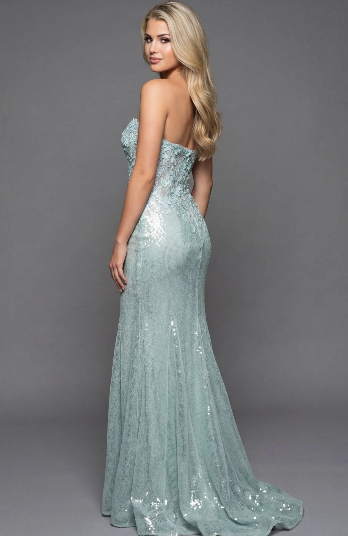 Jovani 49362 - Floral Embellished Long Sweetheart Gown Prom Dresses
