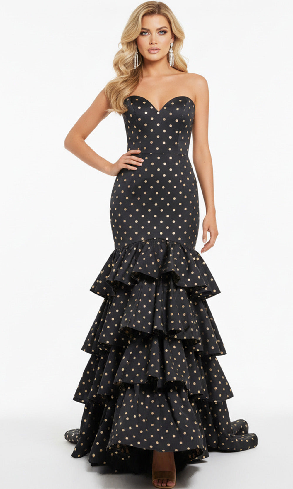 Jovani 49419SC - Polka Dot Strapless Dress