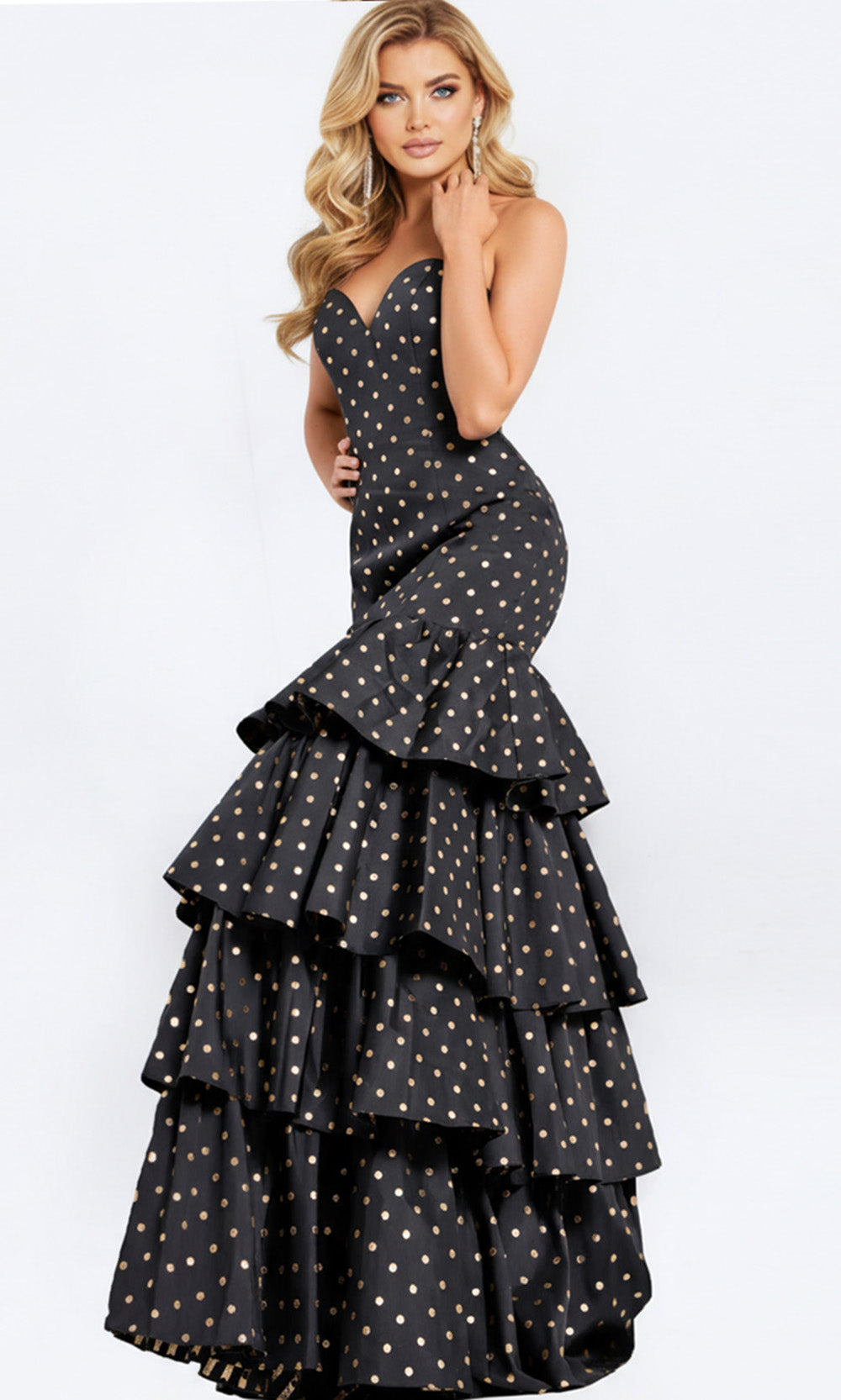 Jovani 49419SC - Polka Dot Strapless Dress