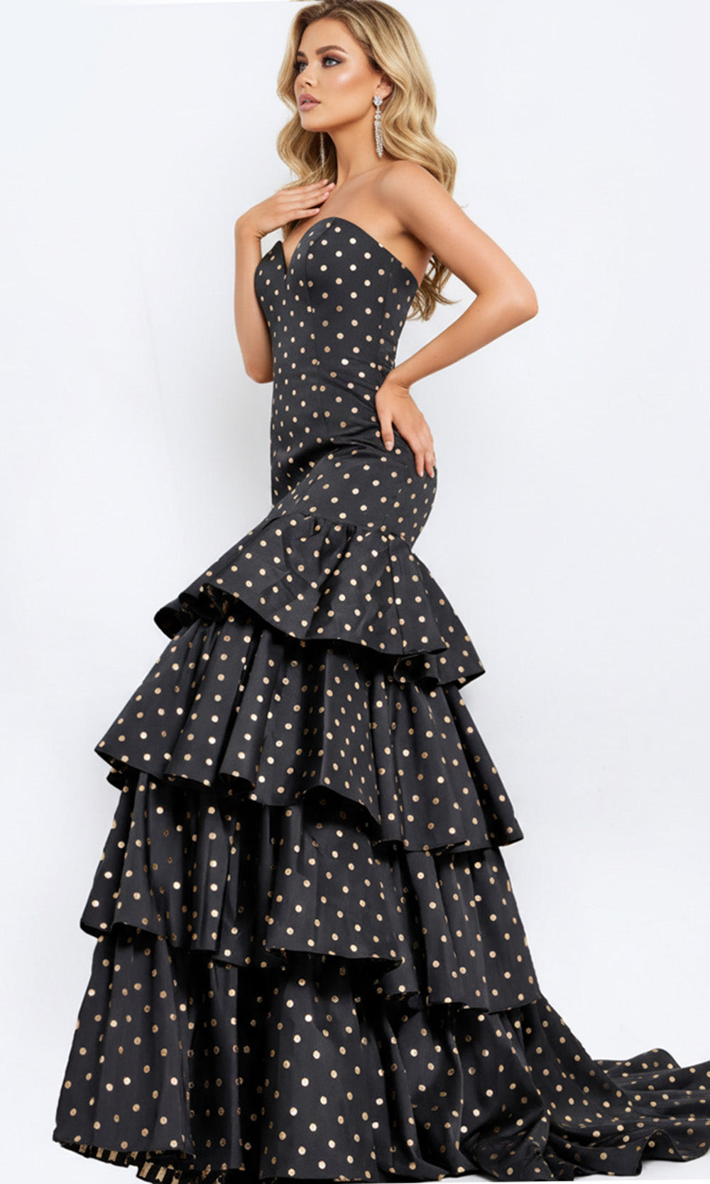 Jovani 49419SC - Polka Dot Strapless Dress