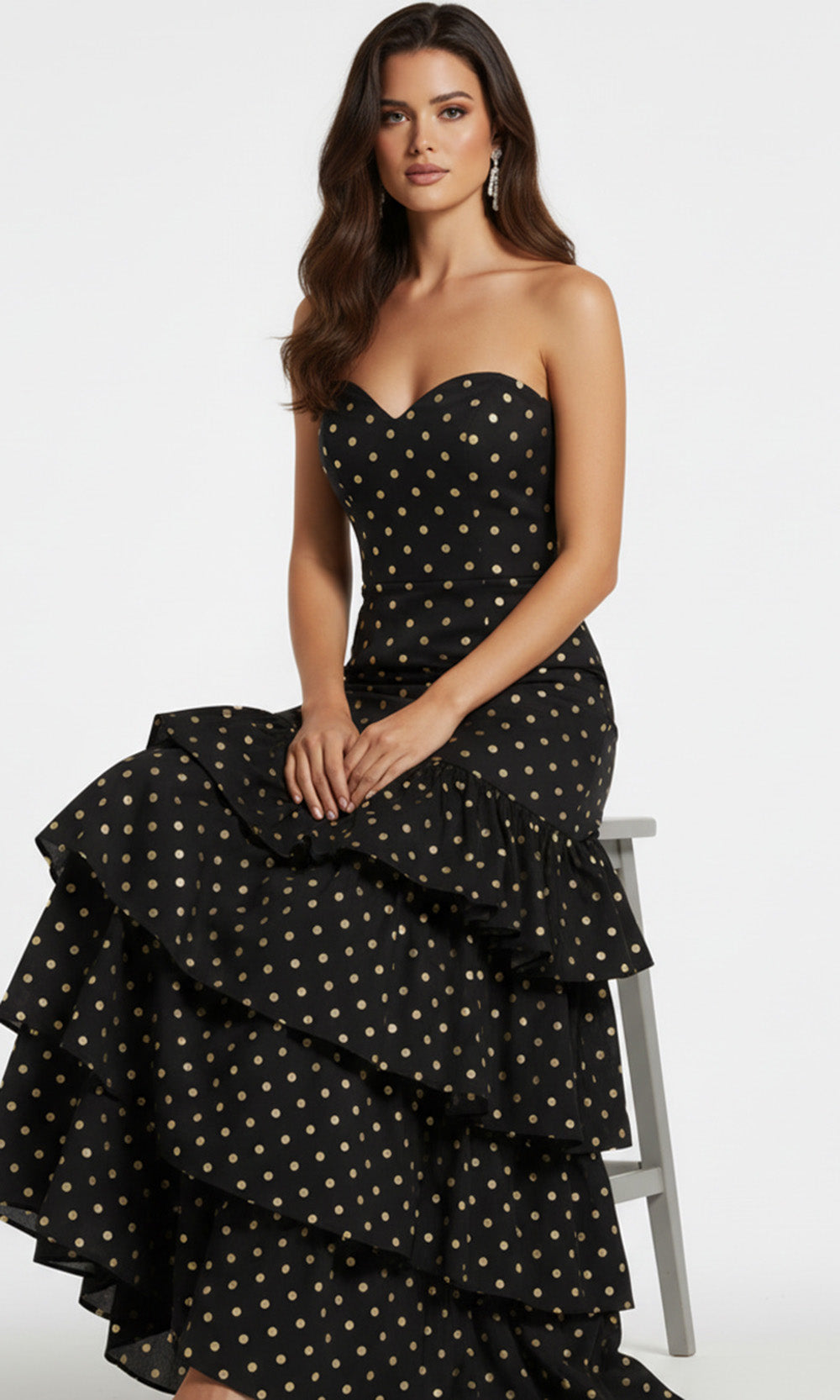 Jovani 49419SC - Polka Dot Strapless Dress