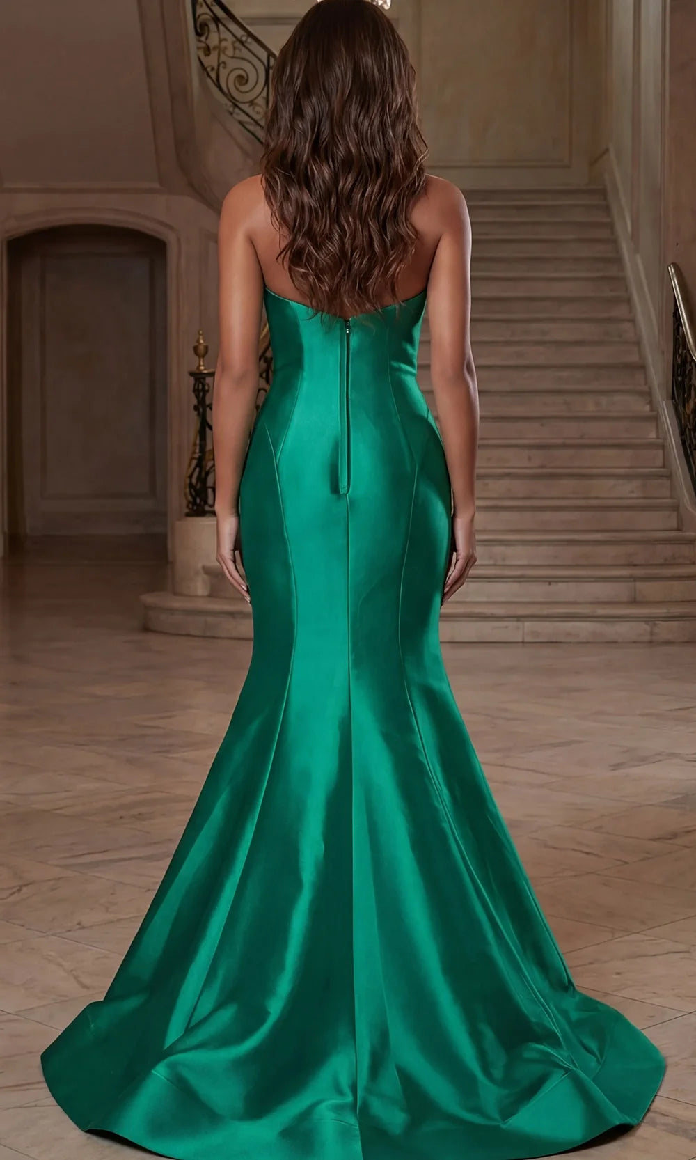 Jovani 49492 - Draped Bodice Strapless Mermaid Long Gown Special Occasion Dress In Green