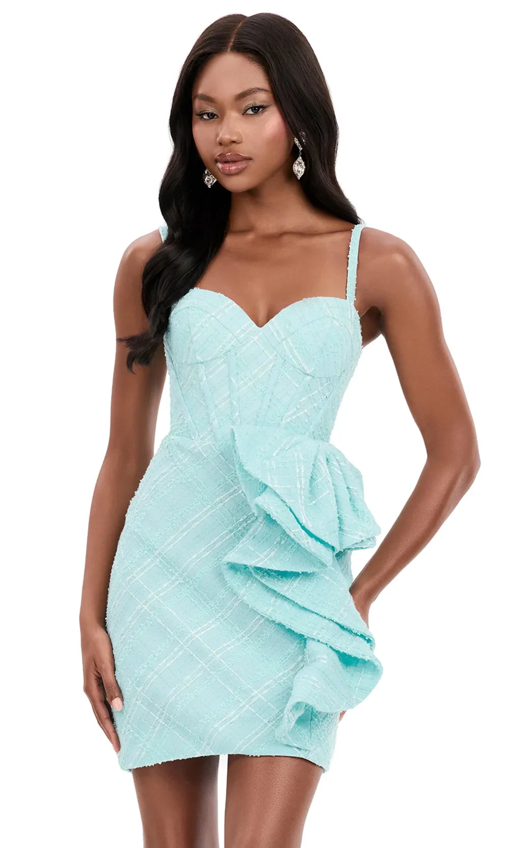 Ashley Lauren 4951 - Sweetheart Ruffle Bow Cocktail Dress Special Occasion Dress in Aqua