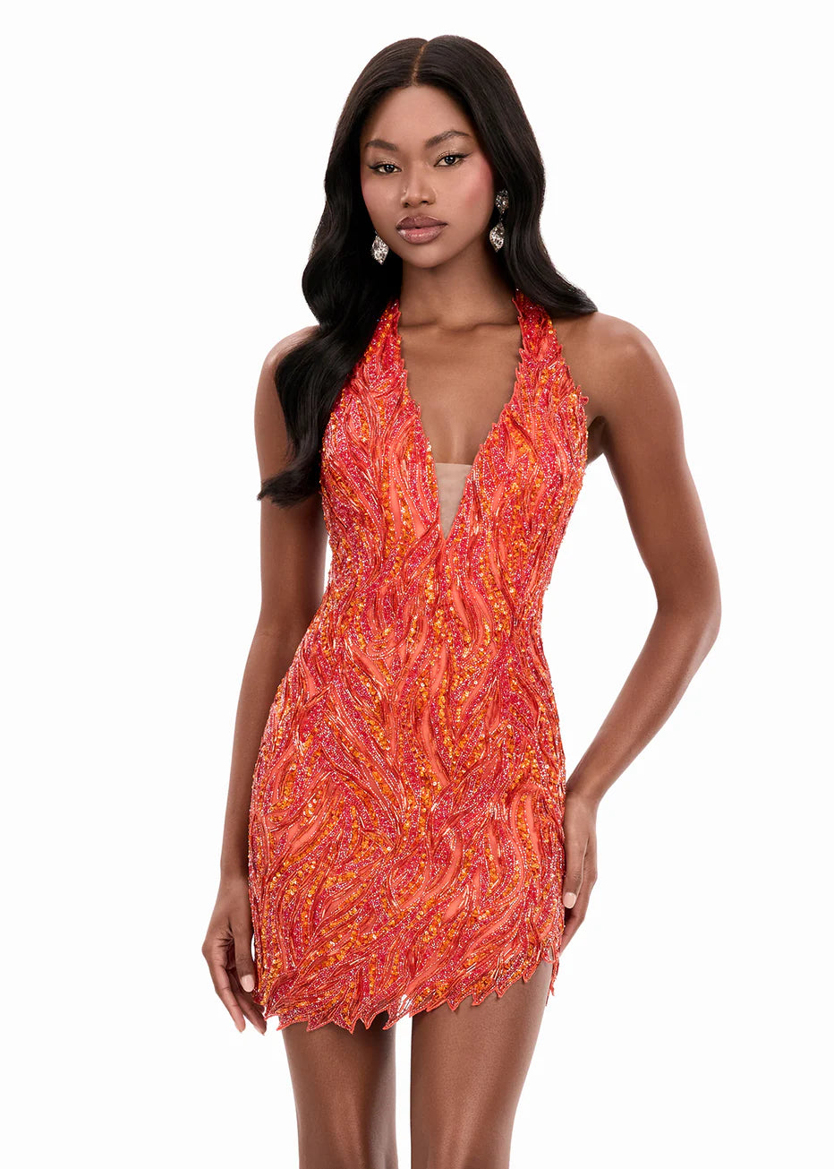 Ashley Lauren 4953 - Backless Fully Beaded Cocktail Dress