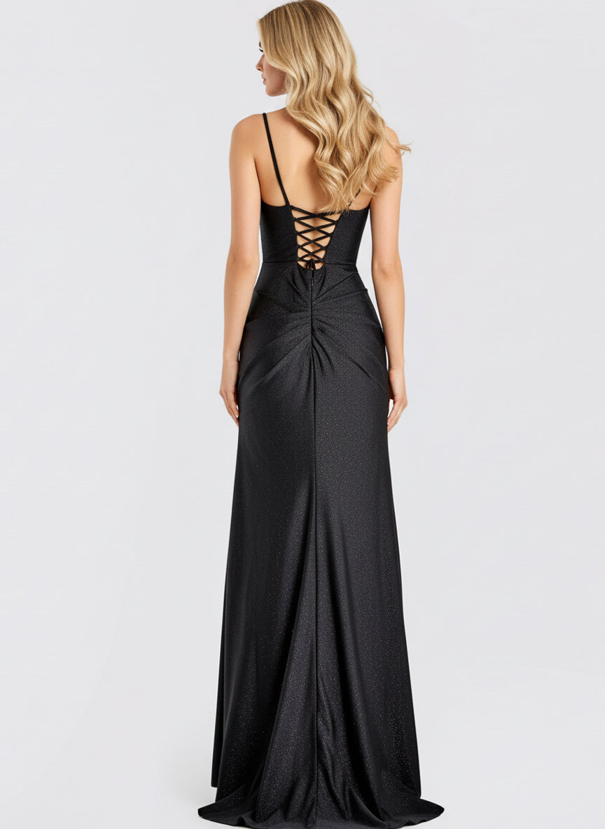 Jovani 49616 - Lace-Up Back Fitted Long Dress Prom Dresses in In Black