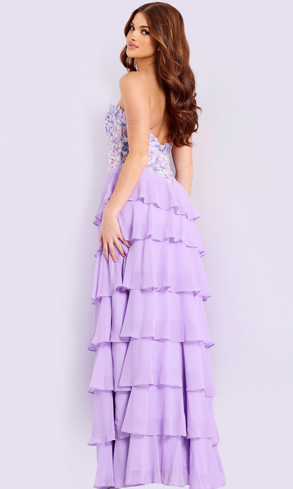 Jovani 49628 - Tiered Sweetheart Floral Prom Gown