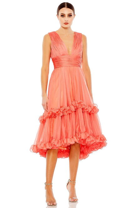 Ieena Duggal 49635 - Sleeveless Ruched Dress Special Occasion Dresses 0 /Coral