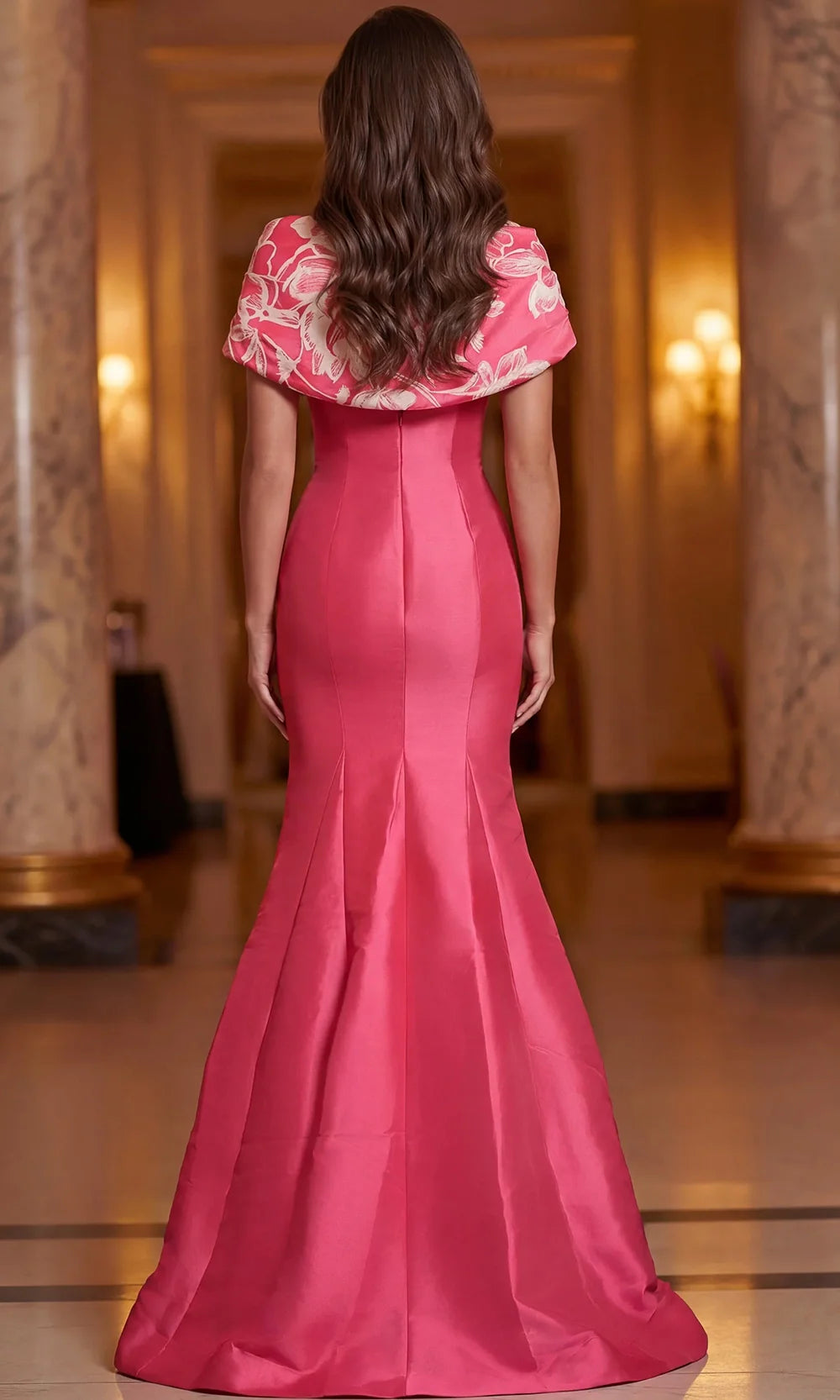 Jovani 49641 - Floral Off Shoulder Flared Gown Pageant Dresses  in Fuchsia  