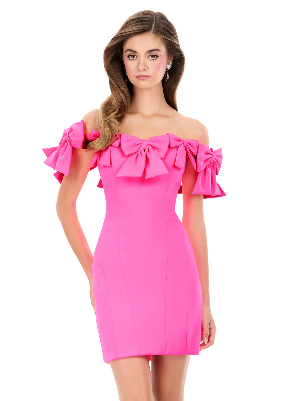 Ashley Lauren 4966 - Seamed Bodice Bow Sheath Dress