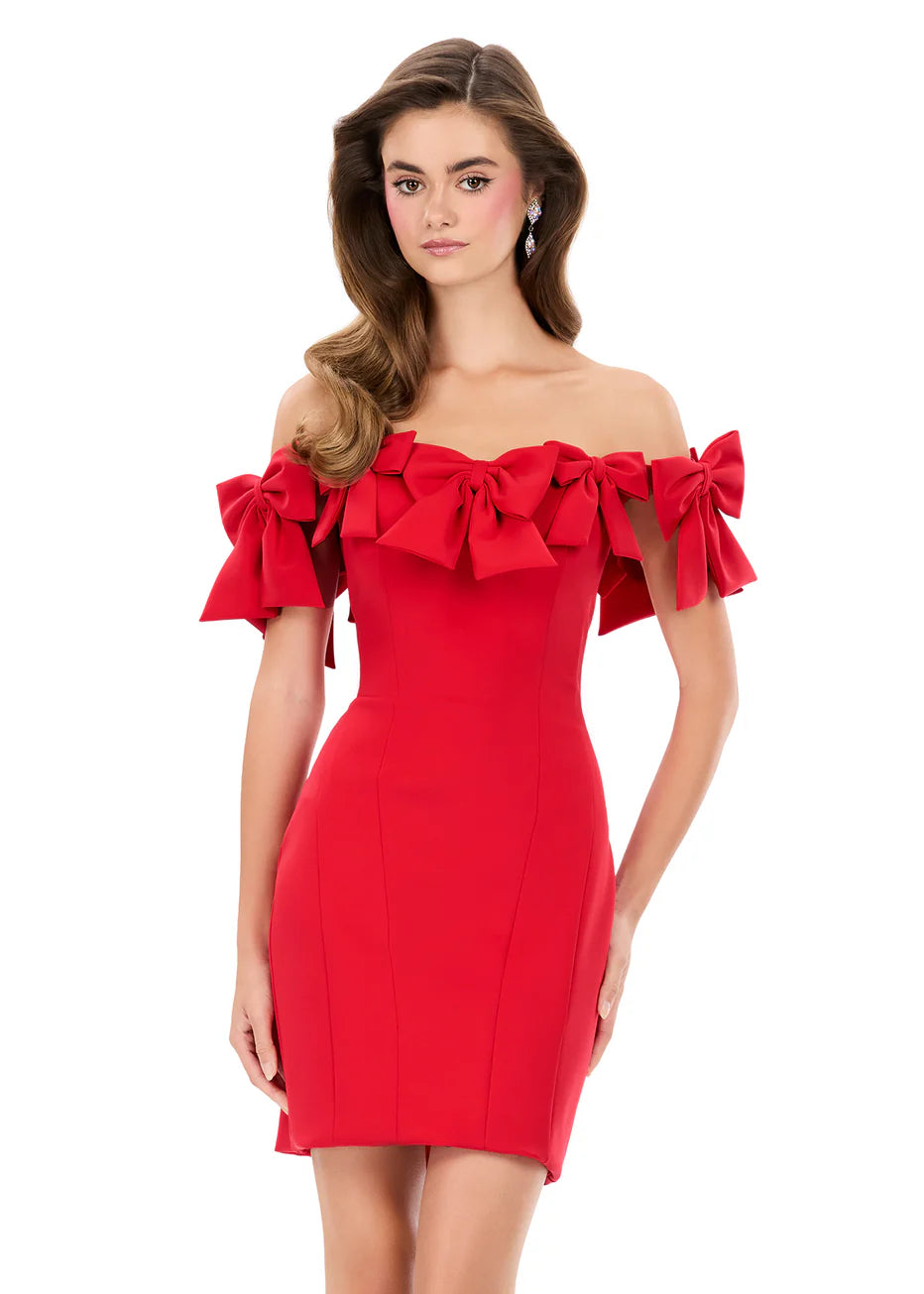 Ashley Lauren 4966 - Seamed Bodice Bow Sheath Dress