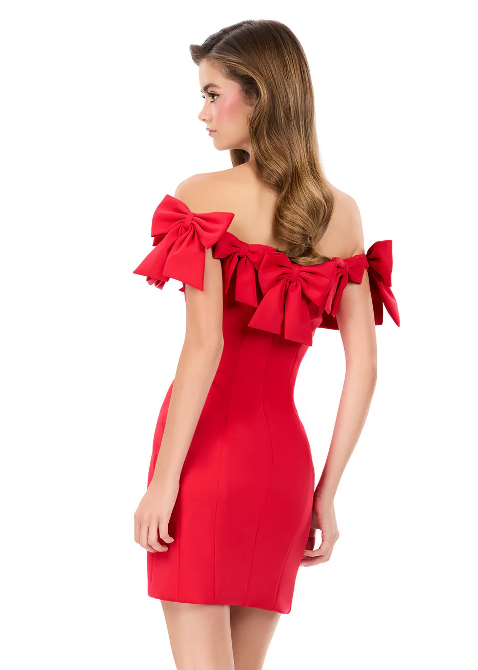 Ashley Lauren 4966 - Seamed Bodice Bow Sheath Dress